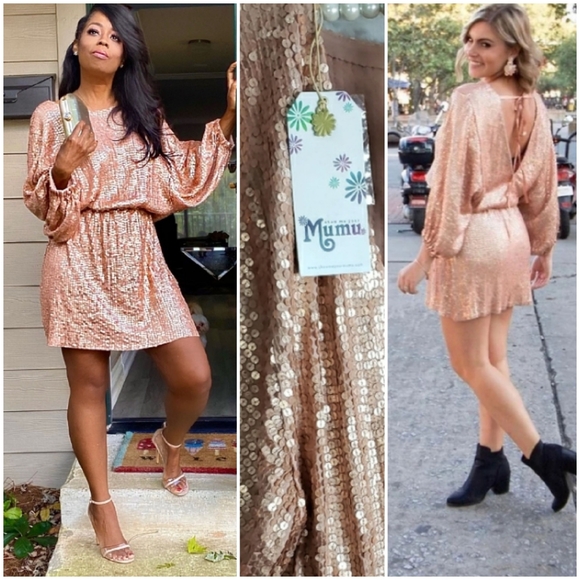 NWT Show Me Your Mumu Dress M Rose Gold Genevieve - Picture 1 of 9